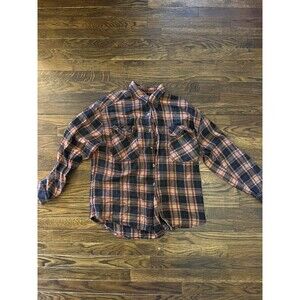 Zone Flannel Shirt Plaid Size XL Vintage Thick Heavy Weight Blue Red Beige